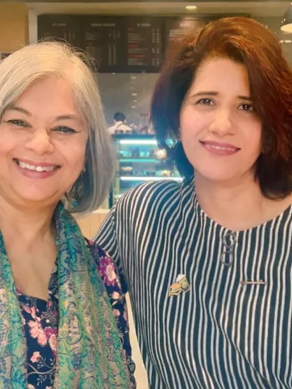Our creative head, Garima, with author Sutapa Basu. Garima gave a wonderful rendition from the prologue of one of Ms. Basu's books, adding a special touch to the event.