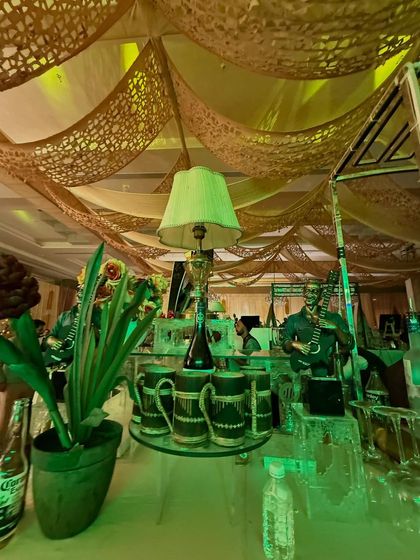 Another view of our rustic decor, showing how we use lighting and props to create a specific mood.