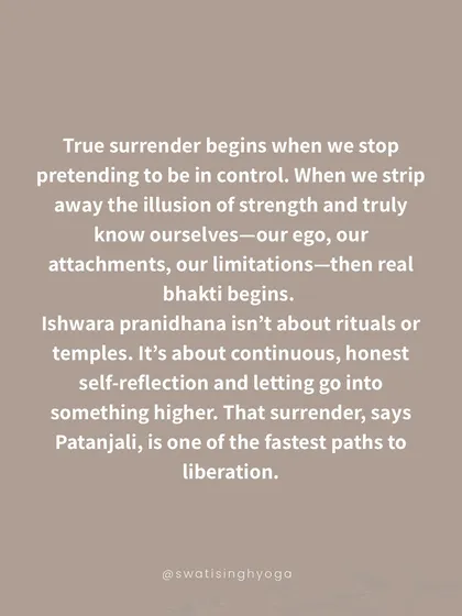 What is Ishwara Pranidhana (surrender to a higher power)? It's not about rituals or temples. It's about continuous, honest self-reflection and letting go into something higher, which is one of the fastest paths to liberation.