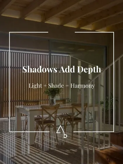 A post from my 'Designing with Light' series, explaining how shadows add depth and create harmony. The interplay of light and shade is essential for highlighting textures and defining shapes.