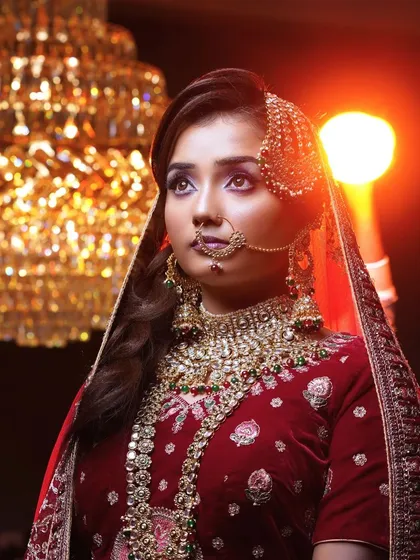 For the bride who wants a touch of royal drama for her reception. This look, inspired by the grandeur of period dramas, uses rich colours, sculpted features, and dramatic eyes to create a truly unforgettable presence. It’s about creating a character while ensuring you still feel like yourself.