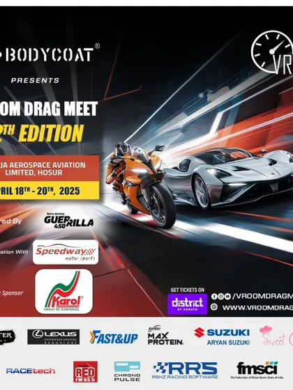 This is what a premier brand partnership looks like. Our main event poster for the 12th Edition showcases our title sponsor, BodyCoat, and a host of other major brands like Royal Enfield and Monster Energy. Your logo won't just be on a banner; it will be at the forefront of India's biggest drag racing festival.