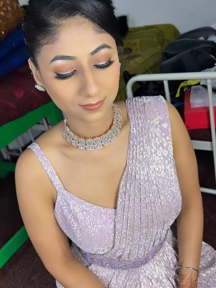 Look for the magic in every moment. This before-and-after shows the transformation, focusing on soft, peachy tones for the eyes.