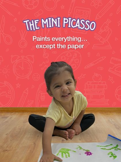 Meet the Mini Picasso. This little artist loves to paint everything except the paper, and we love it. Our creative programs are all about the process of exploration, not just the final product.