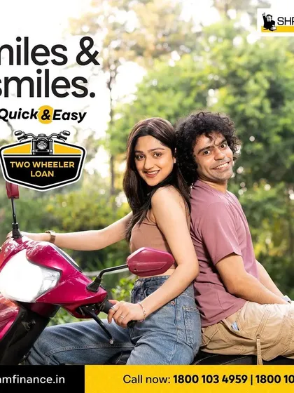 A lifestyle advertising campaign for Shriram Finance's two-wheeler loans. This shot captures a moment of joy and freedom, showing how I create relatable narratives for commercial clients.