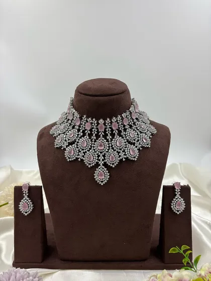 The pink version of the dense, layered AD necklace.