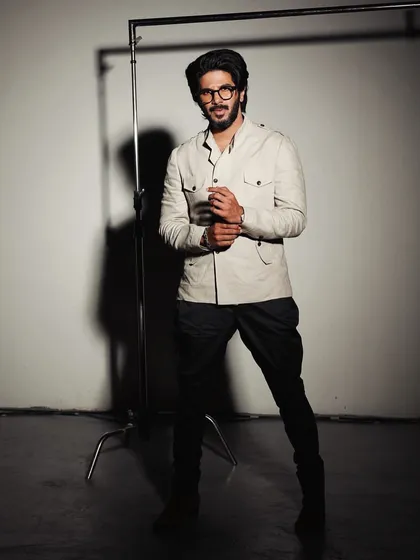 A throwback behind-the-scenes moment with Dulquer Salmaan. This was from a studio shoot where we created a smart-casual look with a shacket and tailored trousers. Always a pleasure working with him.