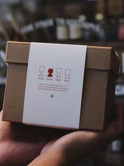 The complete gift box for our goblet collection, a result of lively brainstorming sessions and close collaboration to achieve the perfect balance of form and function.