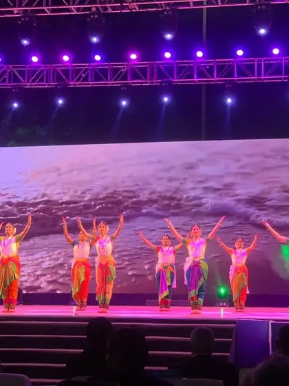 A grand performance at the 17th Pravasi Bharatiya Divas in Indore. My troupe and I were part of a large ensemble of over 50 dancers, presenting a thematic production that celebrated the diversity of Indian classical and folk dance.