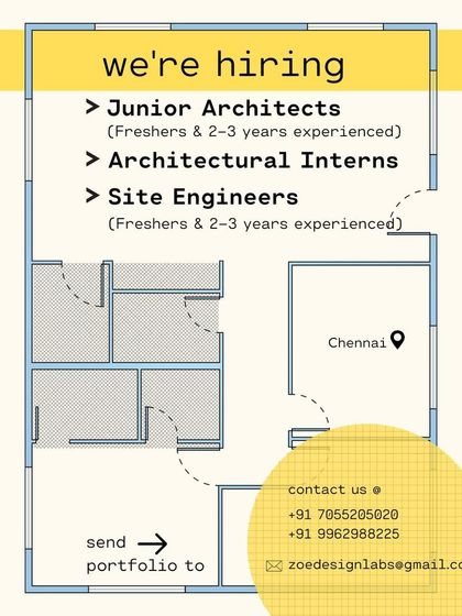 Zoe Design Labs in Chennai is hiring, with this ad using a floor plan graphic to attract architects and engineers.