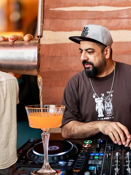 It's a full sensory experience. My sets are paired with great cocktails and an unbeatable atmosphere, like here at a JU:CY Wednesday rooftop session. Good music, good drinks, good times.