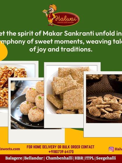 Let the spirit of Makar Sankranti unfold in a symphony of sweet moments. We offer a variety of traditional treats like til patti, peanut chikki, and til ladoo.