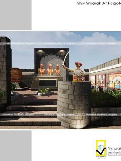 This perspective highlights the 'buruj' or bastion, a classic element of fort architecture, with a statue of a Mawla guard. It's details like this that bring the historical theme to life.