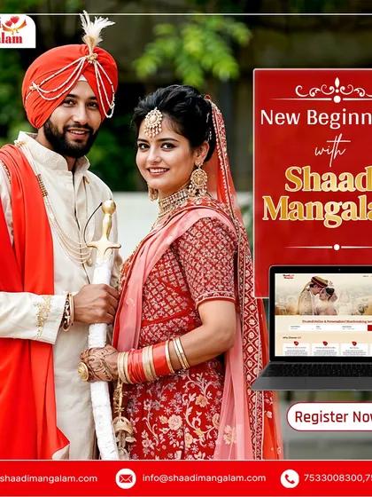 New beginnings start with Shaadi Mangalam. This Rajput couple, in their traditional finery, found their life partner and started their new journey with our help.
