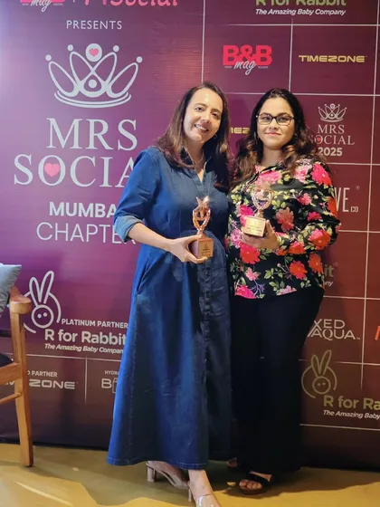 Sharing this special moment with my dear friend. We both started as interior designers 30 years ago and now stand together as award-winning mompreneurs.