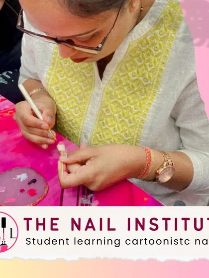 Our students learn fun and creative styles, like this cartoon-inspired nail art, to cater to a wide range of client requests.
