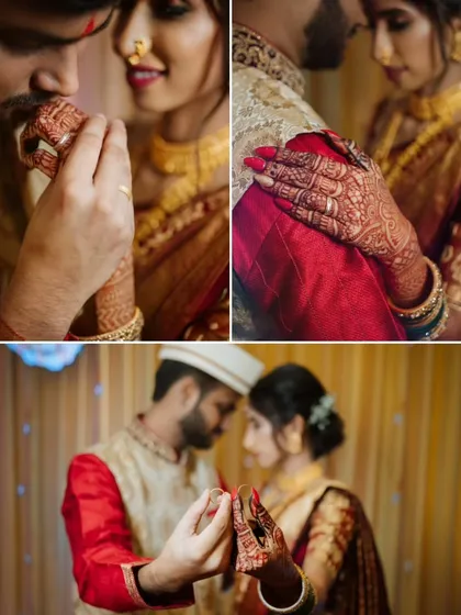 A collection of moments from Shivani and Amey's ring ceremony, from him kissing her hand to them proudly showing off their rings. These are the small gestures that tell a big story.