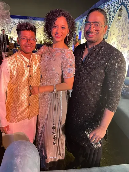 Pictured here with my core team after a successful destination wedding sangeet in Jaipur. A successful show is always a team effort, and I am grateful for their hard work and dedication.