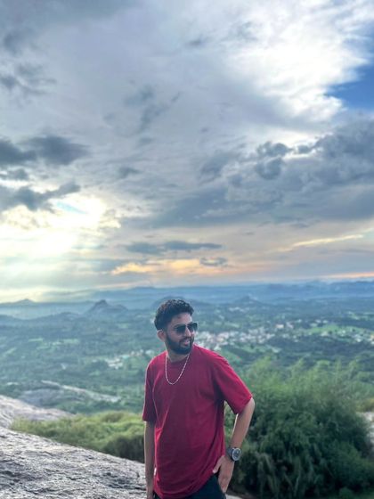 Taking a moment to soak in the incredible view from the top of Narayana Giri during our "yaadon ka safar" trip.