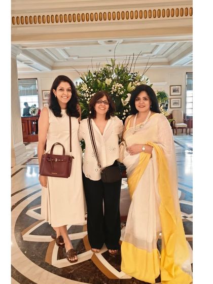 A happy day with my favourite people called for a saree. I chose this beautiful white and yellow linen saree, a perfect choice for a summer afternoon lunch in the city.