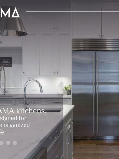 FAMA kitchens are designed for the organized life. This kitchen features a large, integrated refrigerator and ample cabinet space, ensuring that everything from fresh produce to pantry staples is neatly stored away.