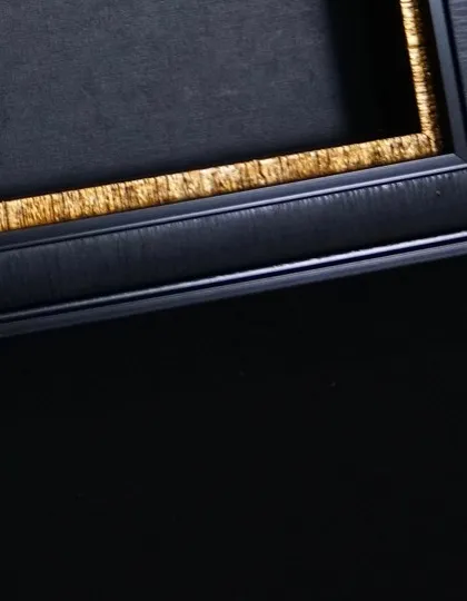 Another look at the detail in our framing options. This combination of a black outer frame and a textured gold fillet adds depth and sophistication to the final keepsake.