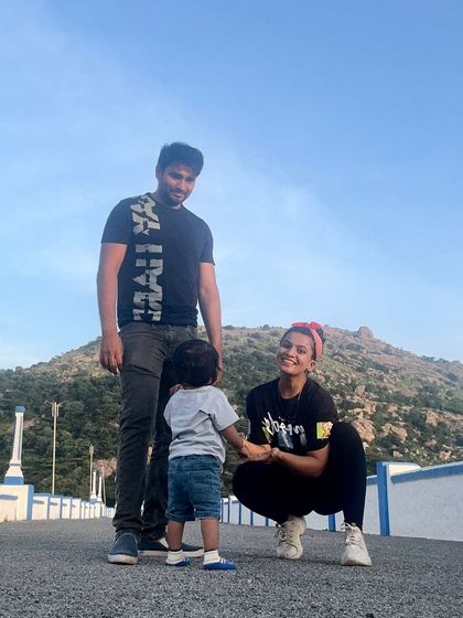 A candid moment with my husband and son. It's the little things, like holding hands and exploring together, that mean the most.