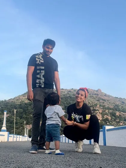 A candid moment with my husband and son. It's the little things, like holding hands and exploring together, that mean the most.