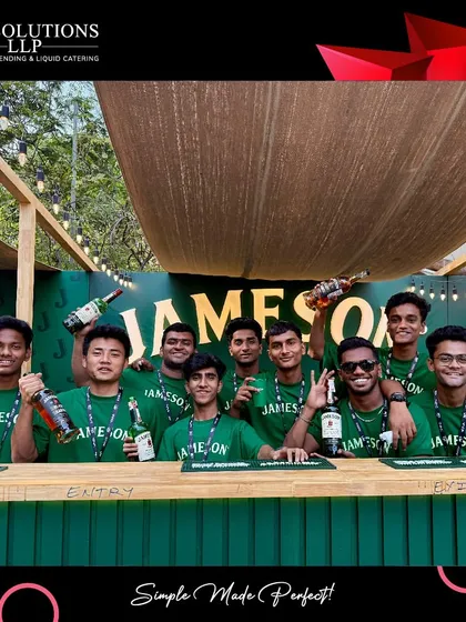 Our crew at the Jameson bar, showcasing the teamwork required to execute a flawless bar service at a major music festival.