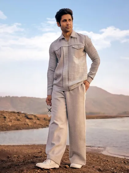 This grey co-ord set is for moments when you want to express style without saying a thing. The clean cuts and modern charm make a quiet but powerful statement.