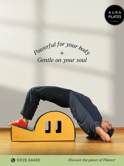 This backbend on the spine corrector barrel is powerful for your body and gentle on your soul. It's a deep stretch that opens the chest and spine, showing how Pilates can be both strengthening and healing.