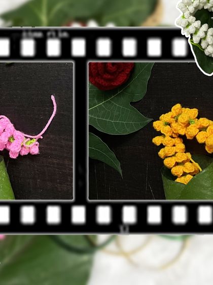 Here are the pink and yellow versions of my crochet gajra. I can make them in any color to match your outfit.