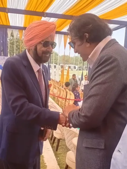 Greeting Raja Randhir Singh of Patiala at a polo event. We have extensive experience catering for royalty and high-profile sporting events.