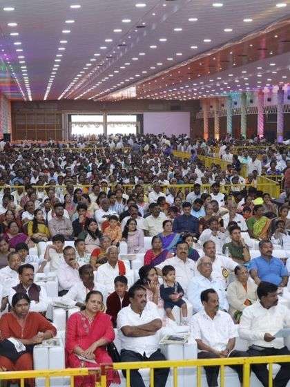 The vast audience at the Palace Grounds for the Siddharameshwara Jayanti, a testament to the enduring legacy of the great saint and the devotion of the people.