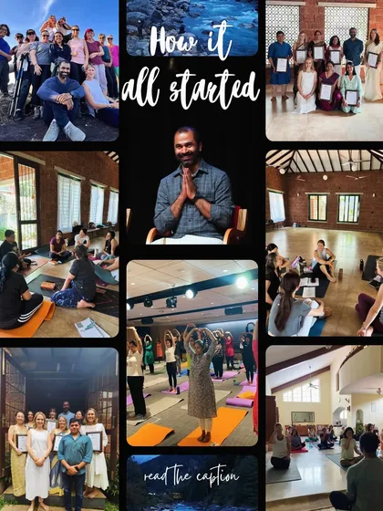 This collage tells the story of Pratyaksha Yoga. It began with a simple desire to share the transformative power of yoga, growing from one teacher to a community of guides. We believe in empowering others to carry the light forward, creating a ripple effect of wellness and awareness.