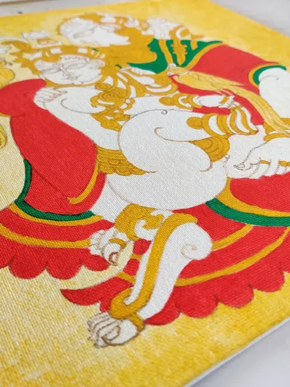 Another view of the Yashodakrishna painting with its base colors.