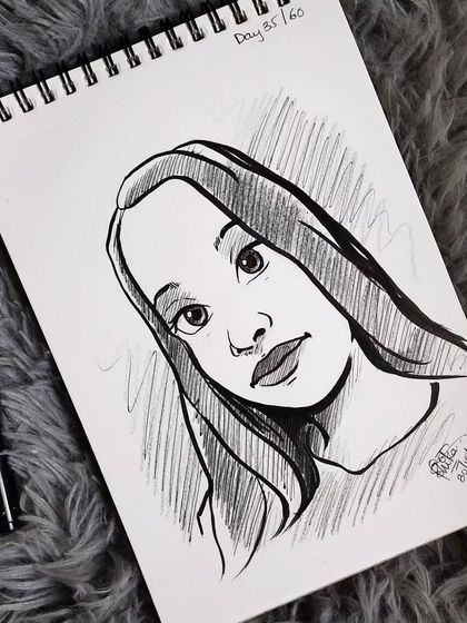 A clean and simple portrait caricature. The focus here is on the eyes and the gentle expression.