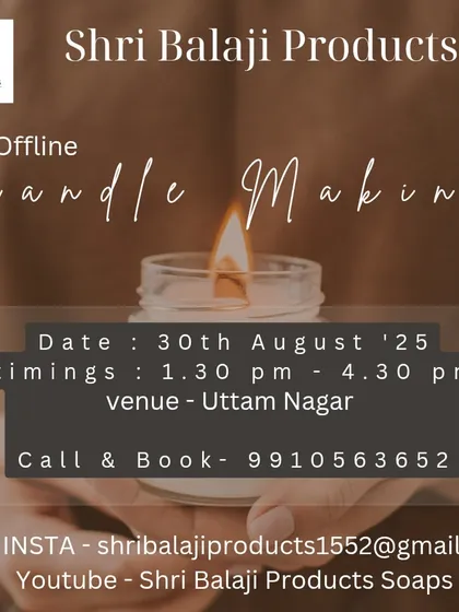 Join me for a hands-on candle making workshop. This poster provides the details for an upcoming offline session where you'll learn basic to intermediate skills.