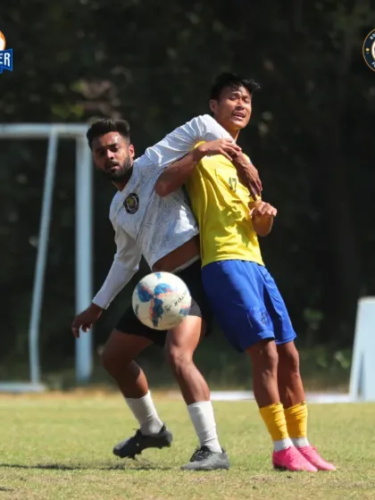 A physical duel for the ball. Our players are never afraid to get stuck in and fight for possession.
