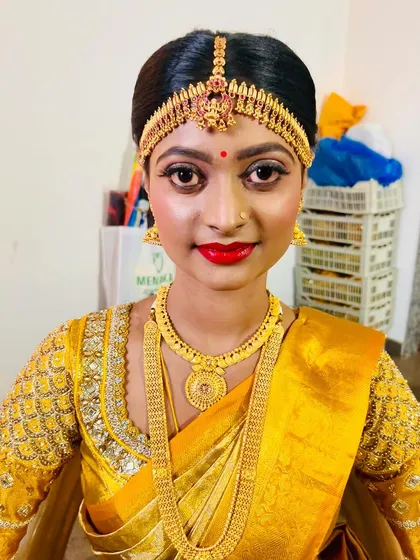 My bride looking directly at the camera, her happiness shining through.