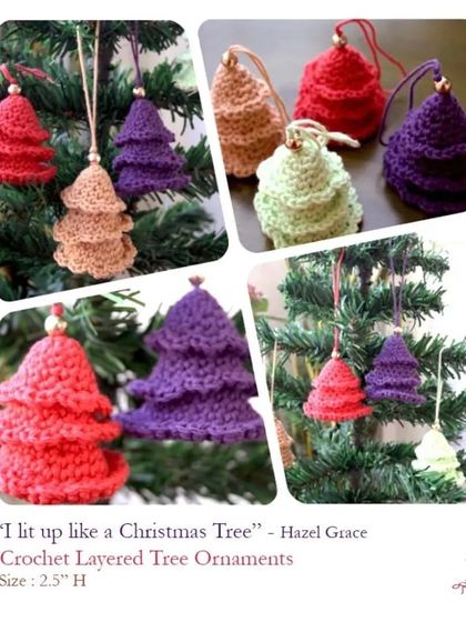 These layered tree ornaments have a lovely 3D effect and come in a variety of festive colors.