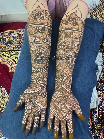 My own bridal mehndi. This design features a mix of traditional Rajasthani and modern floral elements.