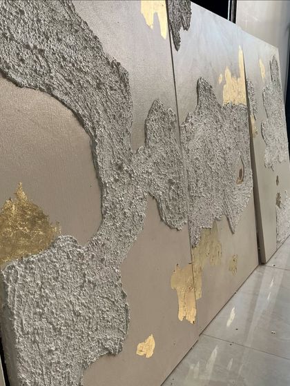 Another angle of the gold leaf and texture series. The scattered placement of the gold creates a sense of movement and adds a touch of luxury.