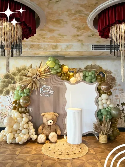 This boho baby shower was a dream to create, with a trendy "We Can Bearly Wait" theme. I used a palette of soft greens and browns, pampas grass, and of course, a giant cuddly teddy bear to create a warm, stylish, and picture-perfect setting for the mom-to-be.