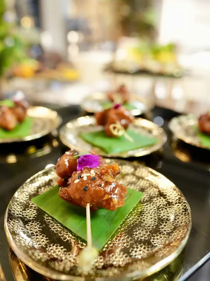 A beautifully plated appetizer at the Casa Mia India design event. For a brand that celebrates luxury design, we brought a menu that did the same.