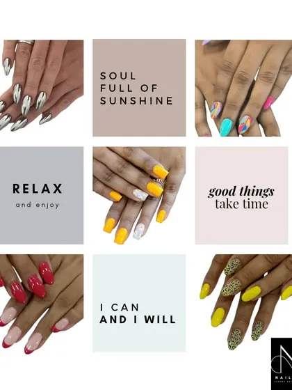 A mood board of our work, reminding you to relax, enjoy, and be your most authentic self. Good things take time, and beautiful nails are worth it.