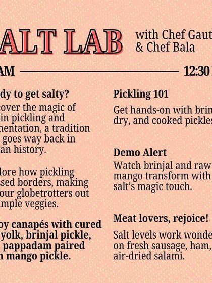 A look at the 'Salt Lab' session from our Food Nerd Festival. Participants get hands-on with pickling and fermentation, learning how salt transforms simple vegetables and cures meats, a tradition with deep roots in Indian history.