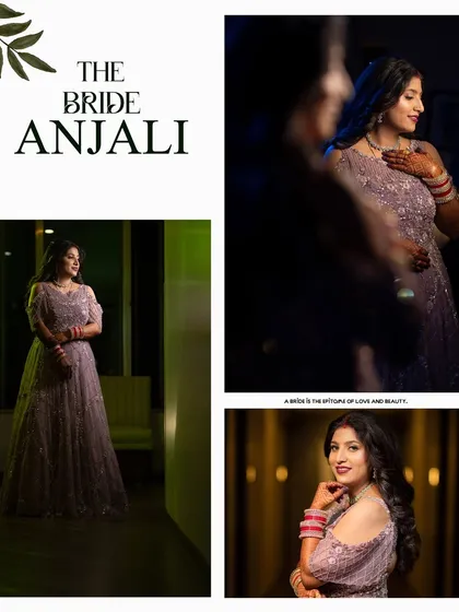 A collage dedicated to the bride, Anjali, in her gorgeous lavender reception gown.