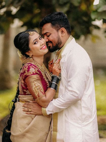 A close-up, intimate portrait of a couple sharing a happy moment, their faces close, highlighting their emotional connection.