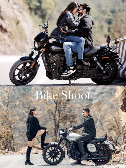This collage shows the versatility of a bike shoot, with both romantic and edgy poses. It’s a great way to see the different styles we can achieve.